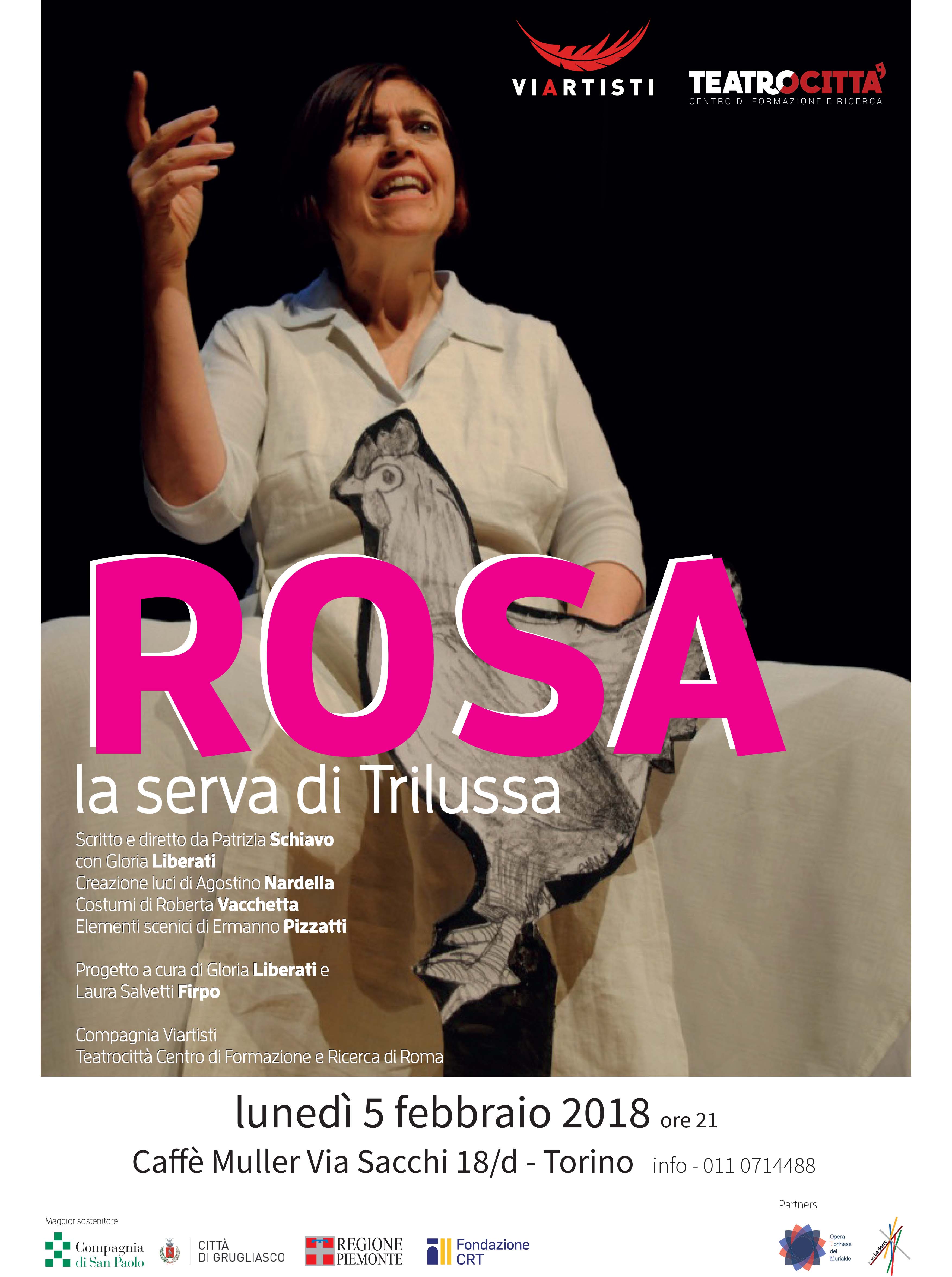 Locandina di ROSA la serva di Trilussa al Cafè Muller di Torino