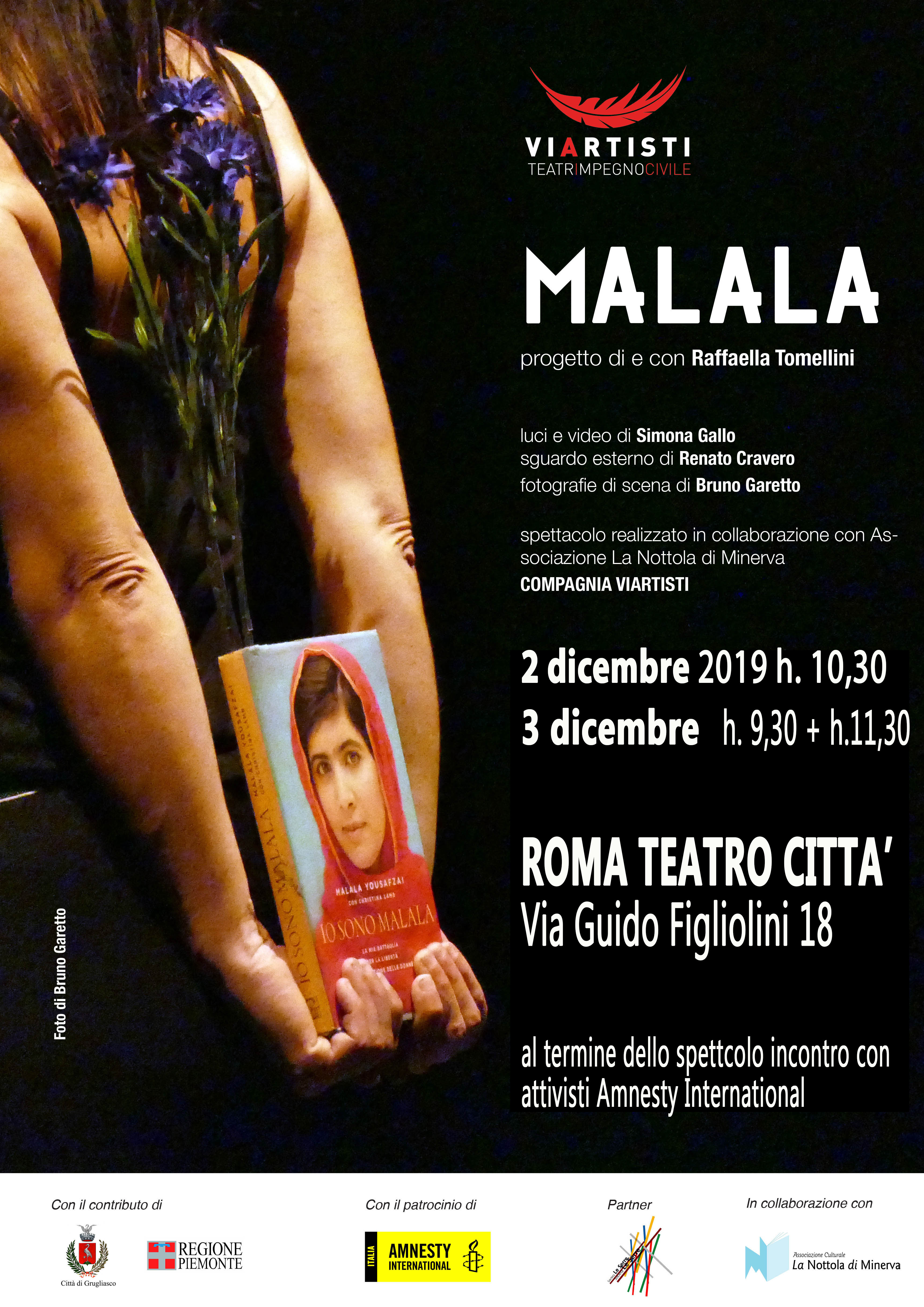 Locandina di MALALA Roma Teatrocittà dicembre 2019